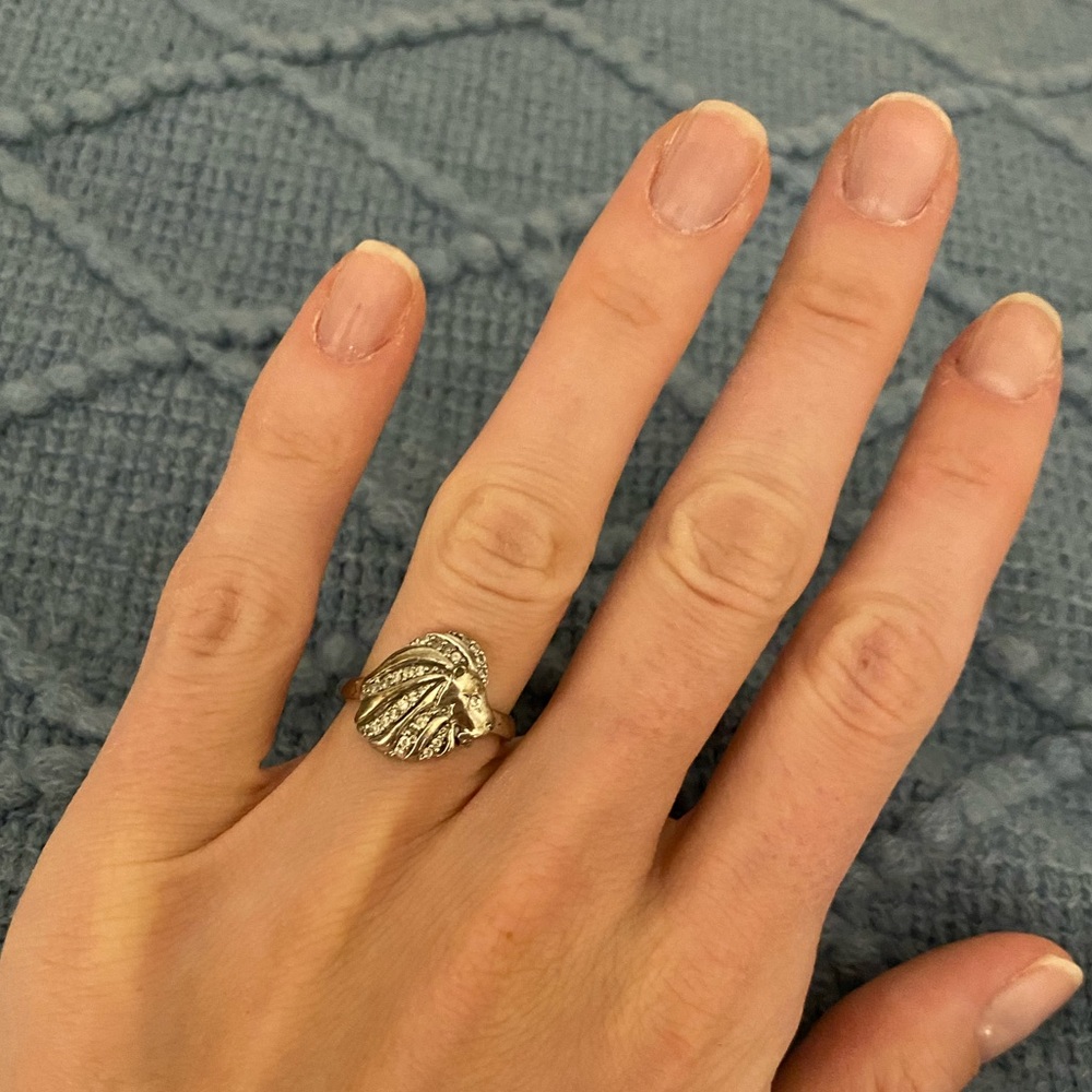 Adpi Alpha Delta Pi Sterling Silver lion Ring 7.5